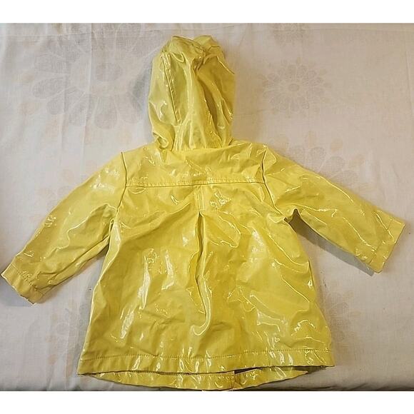 Infant Girls Raincoat 12 M Yellow Daisy Floral Lining Waterproof Pockets Button - Picture 9 of 9